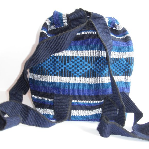 Artesanias Mr. Pinzon Woven Drawstring Boho Hippie Bag Rasta Back Pack Rainbow - Picture 2 of 11